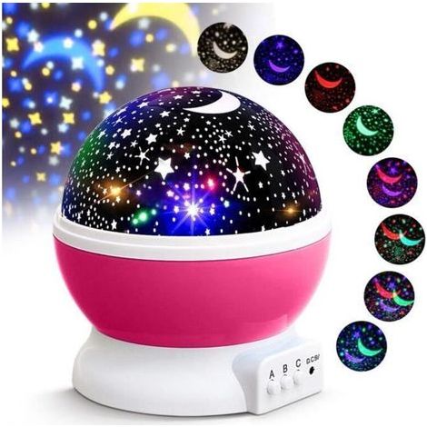 pair Lampe de Projection Veilleuse Bébé Etoile Projection Lumière Enfant Lampe Chevet Avec 360 Degrés De LED Pour Cadeau Bébé Anniversair