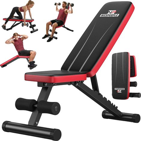 Banc de musculation, construction en acier robuste, dossier réglable en 8 positions, longueur du dossier de 745 mm, supporte jusqu'à 300 kg, embouts de pieds réglables antidérapants (1/5)