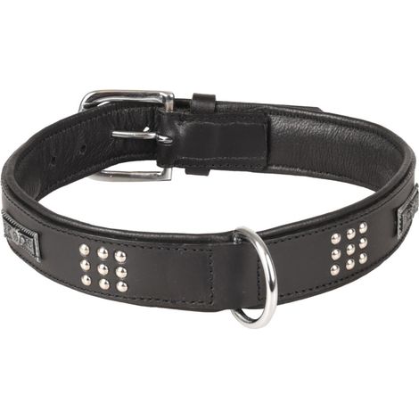 Collier Cuir SEDONA noir taille XXL 51-60 cm pour chien. - Flamingo