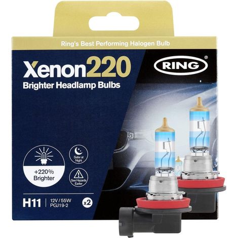 2 AMPOULES H11 12V 55W PGJ19-2 +220% HAUTE PERFORMANCE RING