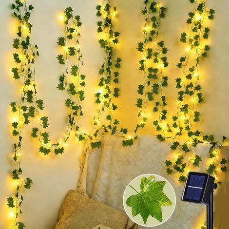 10 m 100 LED Artificial Ivy Solar Fairy Lights Solar Artificial Leaf Garland 8 Modes Faux Ivy IP65 Waterproof Outdoor Patio Garden Balcony Wall Decoration (1/5)