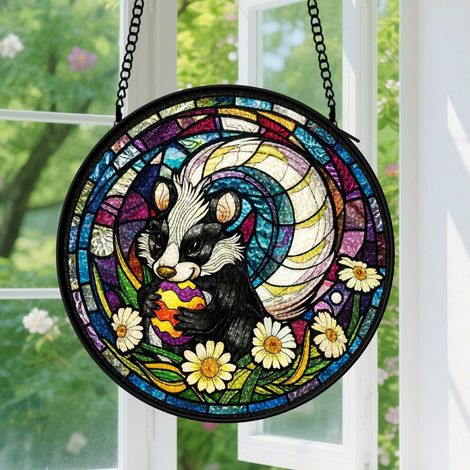 Suspension en vitrail - Attrape-soleil unique en verre coloré, décoration porte intérieure, cadeau Anniversaire pour femme, homme, maman 9cm (1/5)