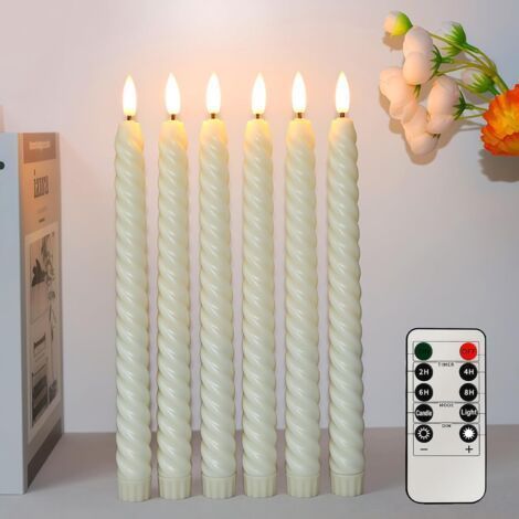 Candele LED con effetto fiamma tremolante, confezione da 6, candele a nastro a batteria, per matrimoni, Natale, Halloween, decorazione d'interni – Beige (1/5)
