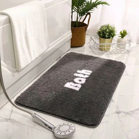 Tapis de bain antidérapant et absorbant pour la maison, motif ciel étoilé gris, 40 x 60 cm (1/5)