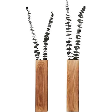 2pcs jardinières murales, décoration de Vase de mur en bois accrochant pour la chambre à coucher et le salon, Vases de poche de Pot de fleur de plante fixés au mur pour les fleurs séchées (1/5)