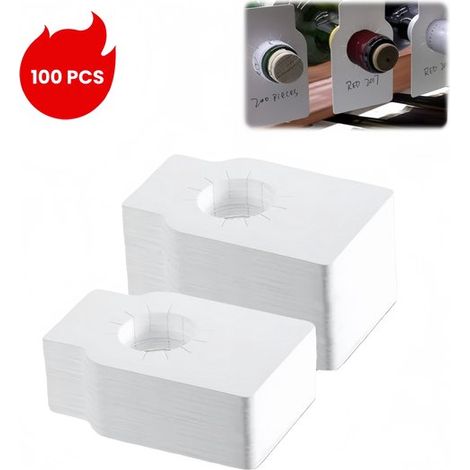 100 unidades, Etiquetas, Etiquetas de papel kraft para el cuello, Etiquetas colgantes de papel corrugado para botellas, 5,7 x 8,9 cm, Blancas (1/5)