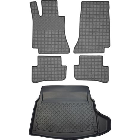 Juego de alfombrillas de goma para coche y maletero para Mercedes Clase C W205 Sedán (4 puertas) desde marzo de 2014.