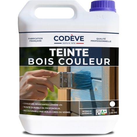 Teinte Bois Couleur - 5 L - Codeve Bois - Bleu - Pour Teinter En Couleurs Vos Bois Résineux, Européen Ou Exotique.