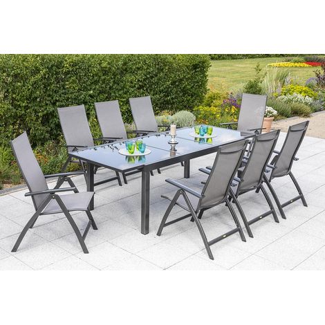 Vicenza Set 9tlg 8 Sessel Tisch 180(240)x100cm