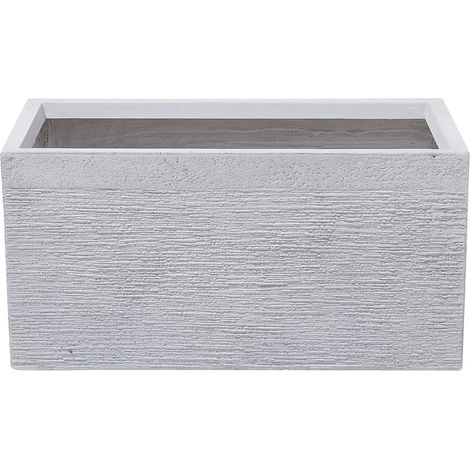 Maceta de fibras de arcilla blanca 60 x 29 x 30 cm para interior y exterior rectangular Myra (1/5)