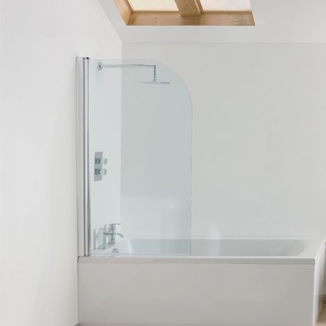 Signature Contract Curved Hinged Bath Screen 1400mm H x 770-785mm W - 6mm Glass (1/2)