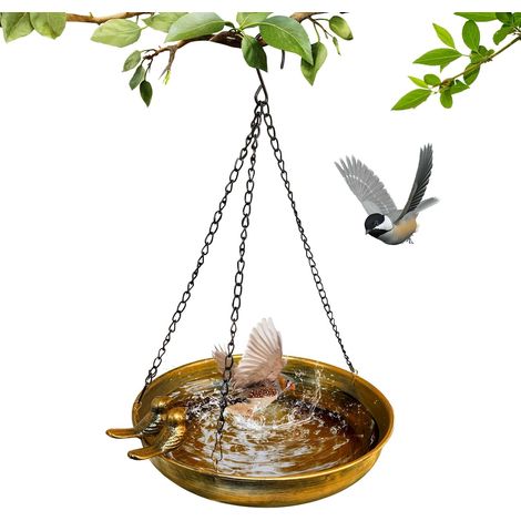 Mangeoire oiseau Exterieur à Suspendre, Bain pour Oiseaux Balcon et Jardin, Abreuvoir Suspendu en Fonte (1/5)