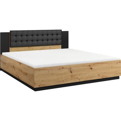 Bett 160x200 inkl. Lattenrost Alec Holz und Schwarz