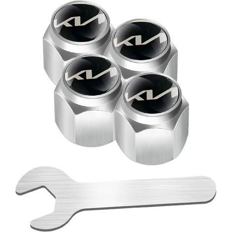 (Bb-Silver) Bouchons de valve de roue de voiture avec clé, compatibles avec RIO Seltos Optima Soul Sportage Sorento K3 K5 K7 KX3 Ceed Stonic. Accessoires inclus. (1/5)