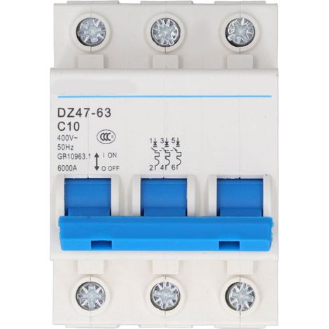 Disjoncteur protecteur de surcharge 3 ples 10A, disjoncteur Miniature à montage sur Rail DIN 400V (1/5)