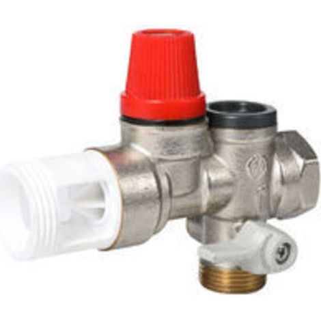Straight brass safety group for water heater, storage tank - 20x27 or 3/4" (1/4)