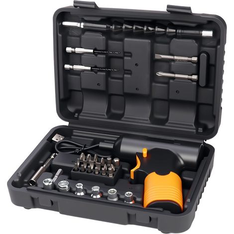 Jeu de tournevis sans fil longue durée, kit de bricolage pratique avec 32 accessoires inclus