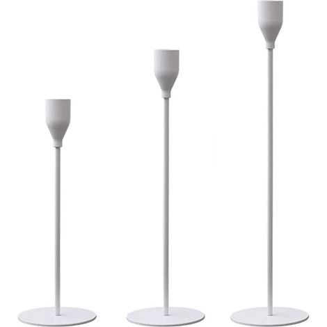 Lot de 3 bougeoirs coniques blancs pour bougies de 1,9 cm, élégants pour mariage, fête, dîner. (1/5)