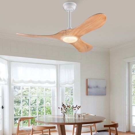 Ventilador de techo con luz LED 42 pulgadas, 6 velocidades, mando a distancia, blanco DESVIAE (1/5)