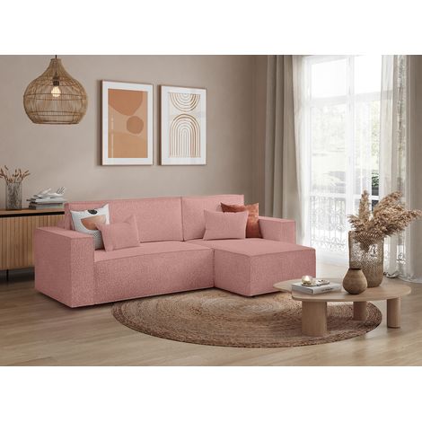 Canapé d'angle convertible réversible en tissu bouclé Charly (1/5)
