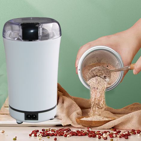 Moulin à Café Électrique Blanc Moulin à Épices avec Lame Café Goutte à Goutte Lames en Acier Inoxydable 150W (1/5)