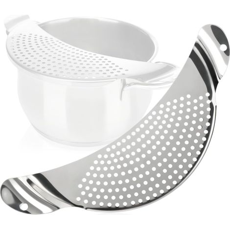 Escurridor de ollas, colador de ollas, cuencos, ollas, rejilla de escurrido de ollas, accesorio de colador hemisférico, colador de pasta apto para lavavajillas, acero inoxidable, 2 piezas (1/5)