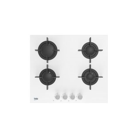 BEKO HILG 64222 SW PIANO COTTURA 60CM 4 FUOCHI A GAS GRIGLIE IN GHISA IN VETRO BIANCO - HILG64222SW (1/5)