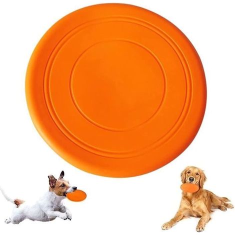 Frisbee pour chien en silicone orange résistant, 18 cm, jouet interactif d'extérieur (1/4)
