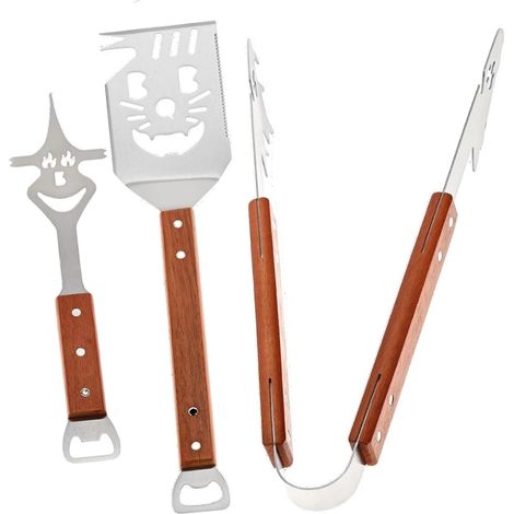 Ensemble d'ustensiles pour barbecue - 3 pièces en acier inoxydable Spatule fourchette pinces compactes Ustensiles de cuisine et camping  Cadeau homme Combien ça coûte