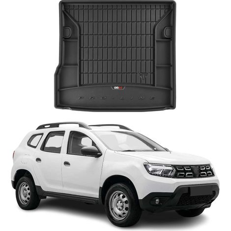 Tapis de Coffre 3D TPE Premium Compatible avec Dacia Duster 2017-2022 Bac de Protection de Coffre Intérieur antidérapant Revêtement de Coffre Bords Hauts pour Voiture Noir (1/5)