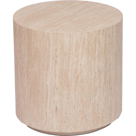 Amadeus - Bout de canapé rond effet travertin Ø45 cm Rod (1/2)