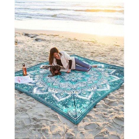 Wasser- und sandabweisende Picknickdecke/Strandtuch, digital bedruckt, gemustert und frisch, ideal für Camping und Picknicks im Freien. (1/5)