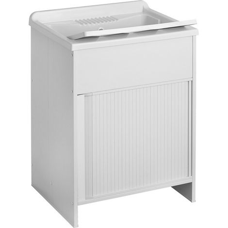 Lavatoio per esterni 45 x 50 con mobile in plastica e apertura a serrandina