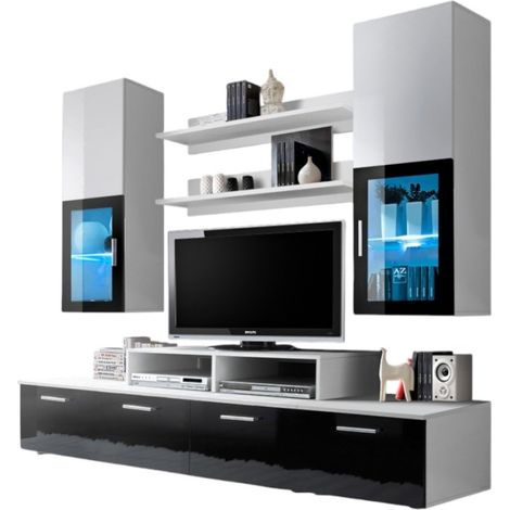 Mobile Porta TV da Parete 200cm Design. Collezione MINI colori bianco e nero