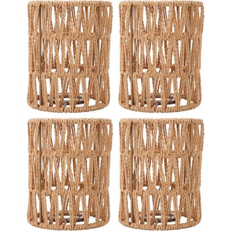 Abat-jour rétro Imitation rotin, Style bohème, tissé à la main, pour lampadaires, lustres, mur de Table, 4 pièces (1/4)