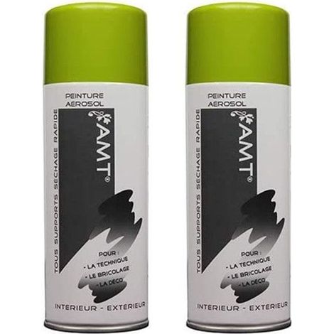 Bombe de Peinture - AMT - Vert Anis - Lot de 2 - 330ml - Acrylique - Séchage rapide