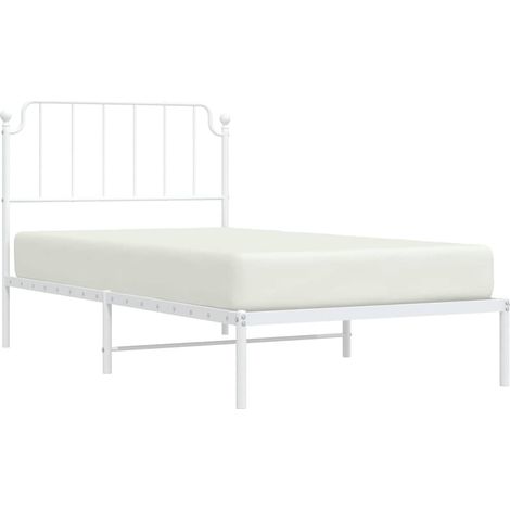 Estructura cama sin colchón con cabecero metal blanco 100x200cm vidaXL (1/5)