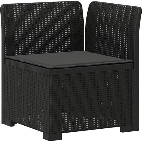 1-Sitzer Garten-Sofa mit Kissen Rattan-Look PP Anthrazit vidaXL (1/5)