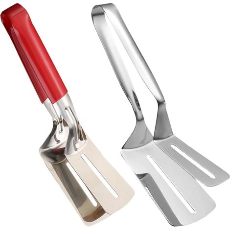 2-teilige Grillzange - Steakzange aus Metall  Antihaft-Wender mit hitzebeständigem Griff, hitzebeständiges Küchenutensil, Grillwender, perfekt für Hamburger, Würstchen, Rippchen und Gemüse.