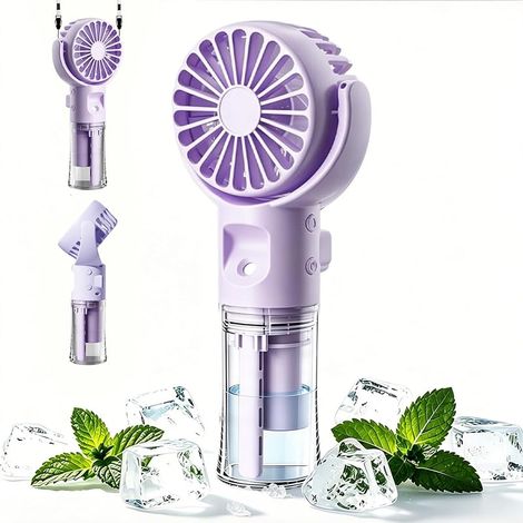 Mini Ventilateur Portable, Ventilateur Brumisateur, Ventilateur de Poche USB Rechargeable avec 4 Vitesses Réglables et Brume D'eau, Ventilateur Portable Silencieux pour Maison, Bureau, Voyage (Violet) (1/5)