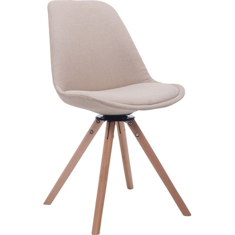 Silla de comedor x1 silla de visitas con asiento giratorio 360° tapizado en tela crema patas redondas de madera clara 100008315