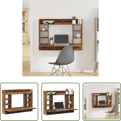 Holzwerkstoff - Wandtisch mit Regal Altholz 105 x 48 x 75 cm Holzwerkstoff (1/5)