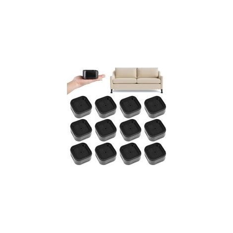 Noir,12 Pièces Rehausseur Pieds de Lit Empilable, hauteur de 3,5 cm, Rehausseurs de Meubles Réglables, Empilable Rehausseur Meuble, pour Machines à Laver, Canapés, Tables, Chaises, Armoires (1/5)