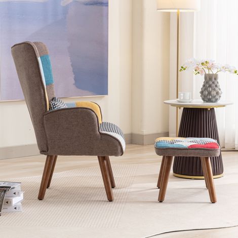 Chaise de détente assortie avec repose-pieds, dossier et coussin, ensemble fauteuil salon confortable (1/5)