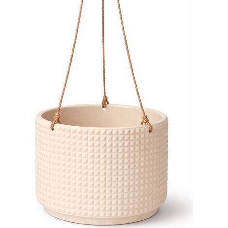Pot de fleurs suspendu beige pour l'intérieur et les balcons (1/3)