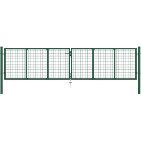 vidaXL Cancello da Giardino a Rete in Acciaio 390x125 cm Verde (1/5)