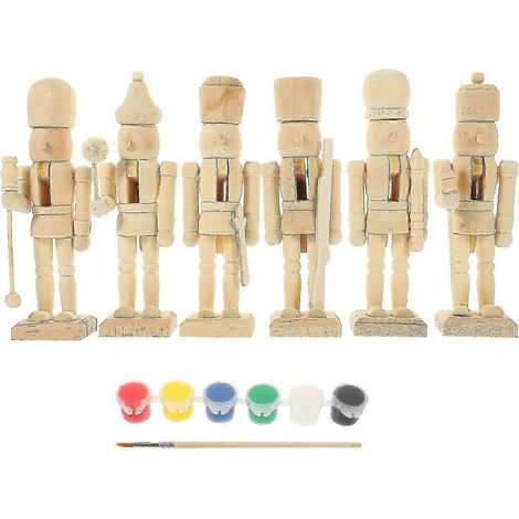 1 ensemble de figurines Casse-Noisette vierges en bois à monter soi-même, décoration de Noël en bois avec pigments