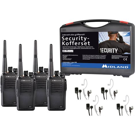 Midland G15 Pro NC PMR 4er Security-Koffer C1127.S4 PMR-Funkgerät 4er Set