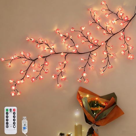 Branches de Fleurs de Cerisier LED,96 Guirlande lumineuse en Fleurs de Cerisier 180CM,Lumières de Branche de Fleur de Cerise,Pour Chambre à Coucher et Salon (1/5)