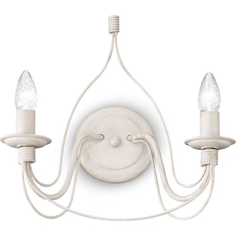 Applique Shabby Chic-Provenzale Corte Metallo Bianco 2 Luci E14 (1/3)